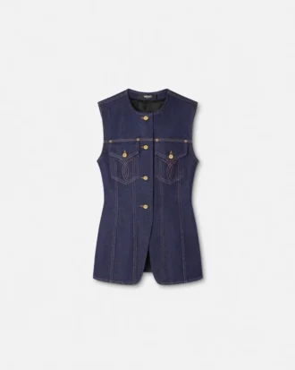 Tettsittende vest i denim