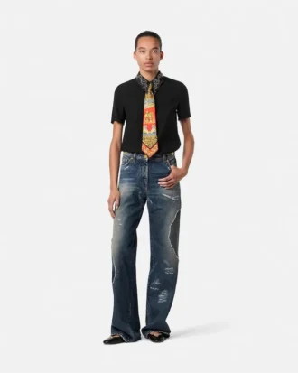 Top med nitter i envers-satin