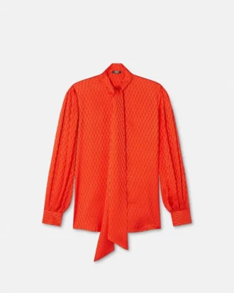 V Allover Jacquard Silk Lavallière Shirt