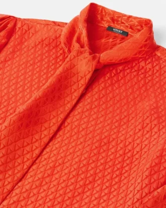 V Allover Jacquard Silk Lavallière Shirt